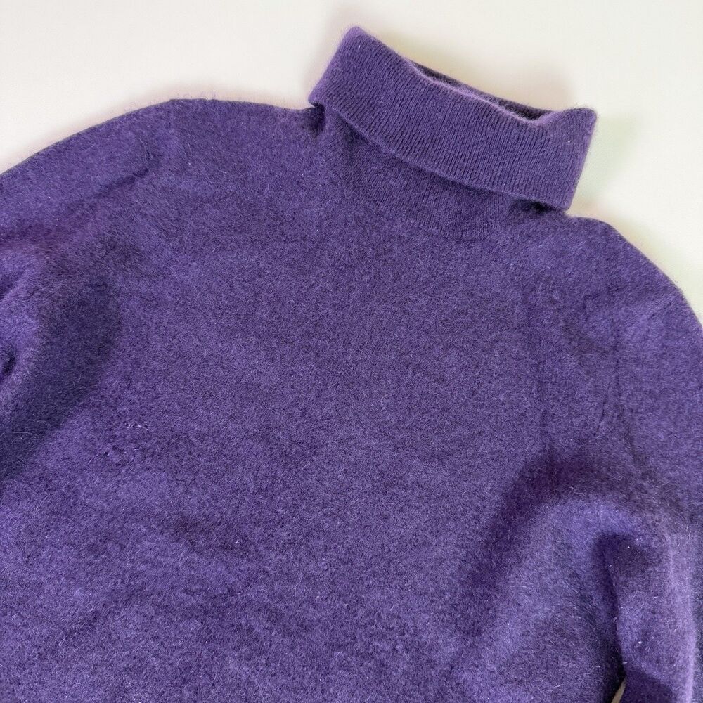 Land's End 100% Cashmere Turtleneck Sweater Women's M Purple Classic Preppy Knit
